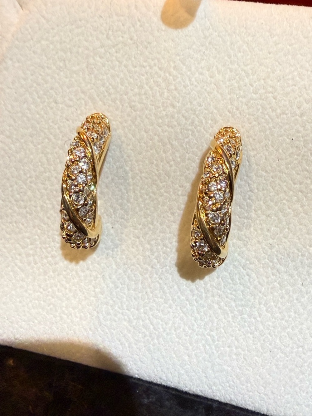 VTG Swarovski Pave Twist Hoop Earrings
